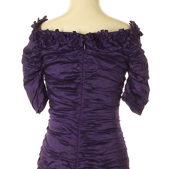 BCBG "Meridith" Passion Purple Ruched Taffeta Cocktail Dress- Sz. 2 - Picture 5 of 10